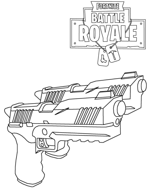 Coloriage Fortnite pistolet double