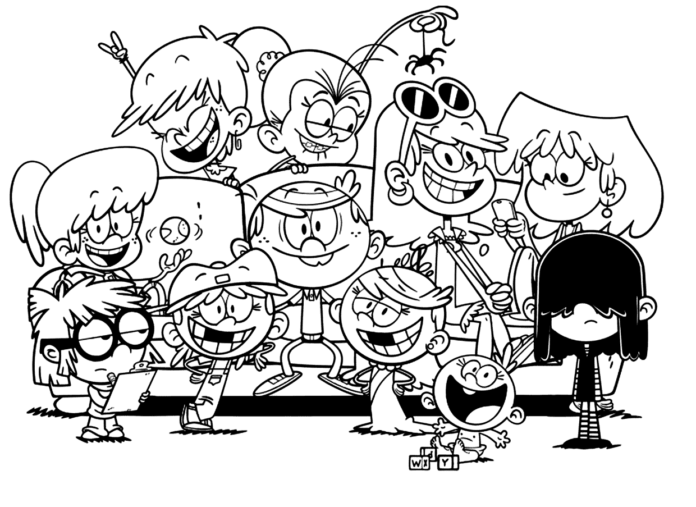 Coloriage Bienvenue chez les Loud - Lincoln, famille...